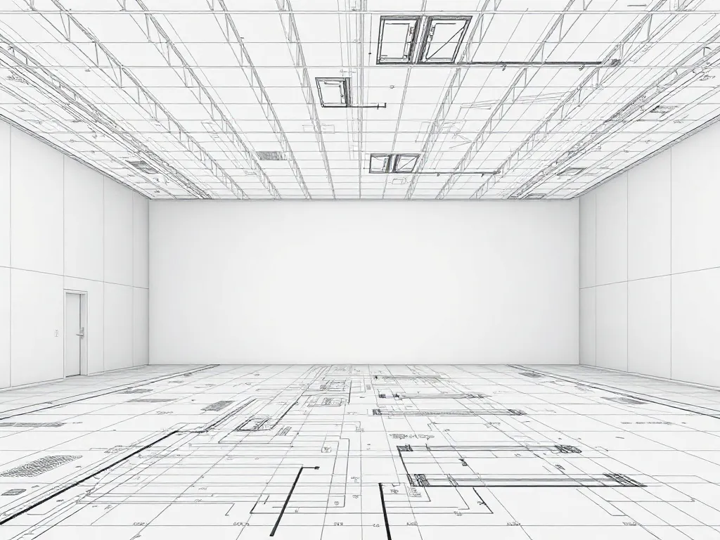 Minimalist architectural blueprint showing a single direct l